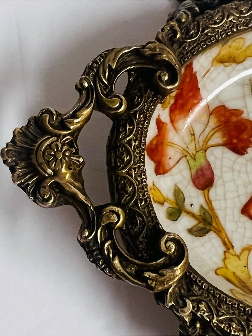 Antique Hua Rong Tang Zhi Chinese Chinoiserie hand-painted porcelain tray